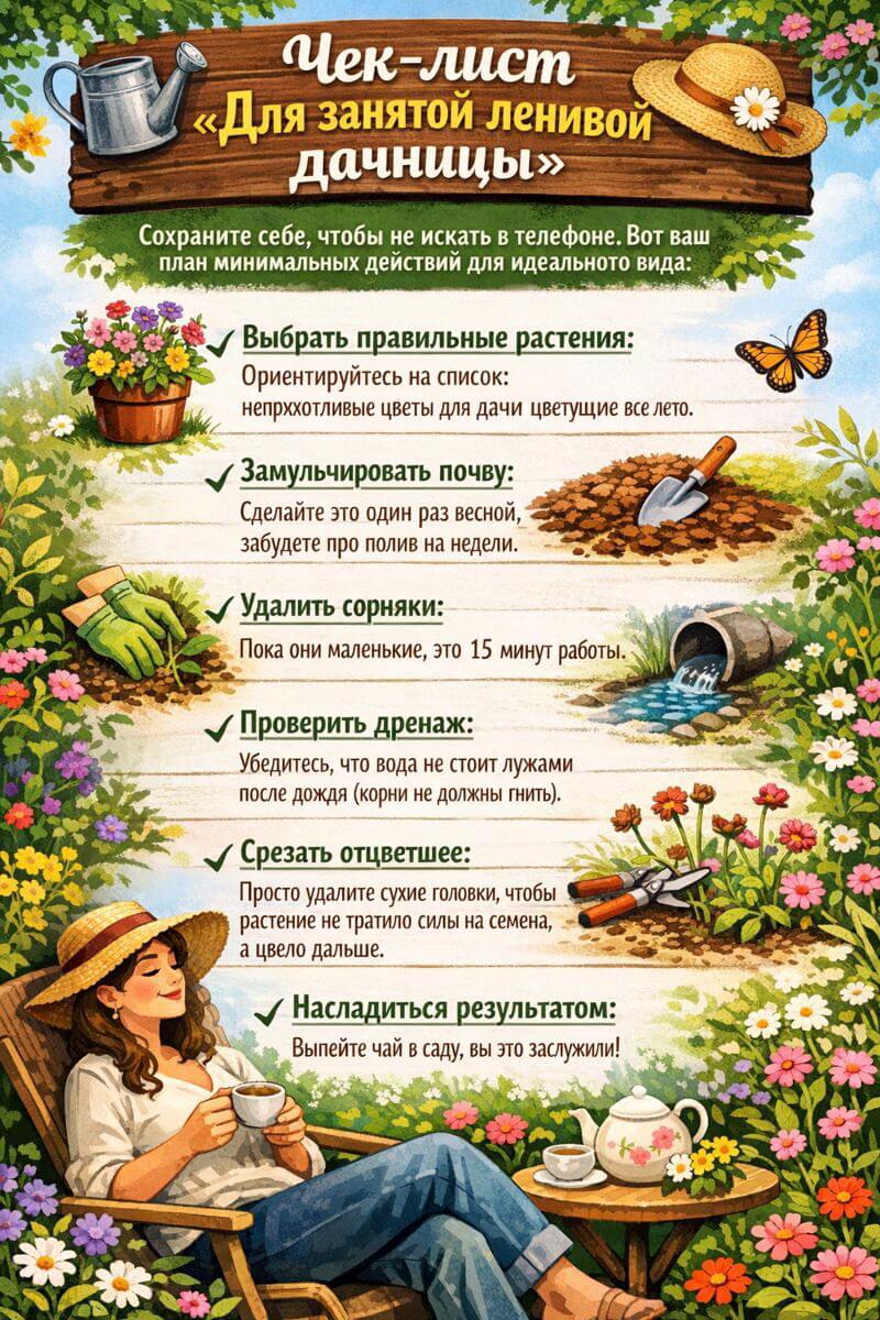 Чек-лист «Для занятой ленивой дачницы»