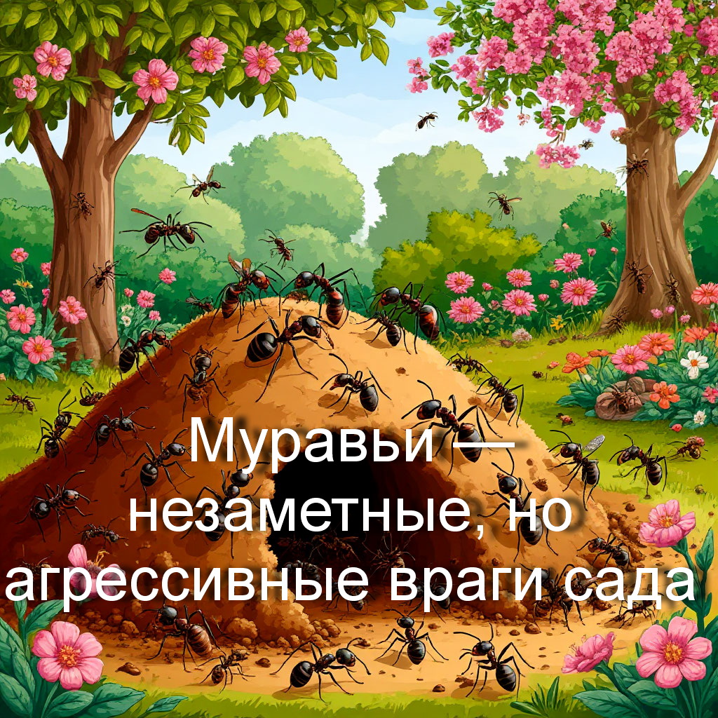 Муравейник в саду, с муравьями, работающими в туннелях.