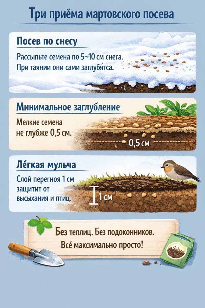 Три приёма мартовского посева
