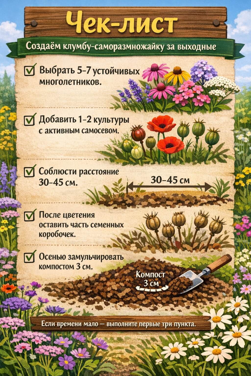 Чек-лист клумбы саморазмножайки