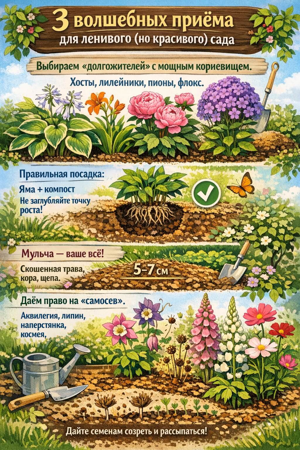 3 волшебных приёма для ленивого (но красивого) сада