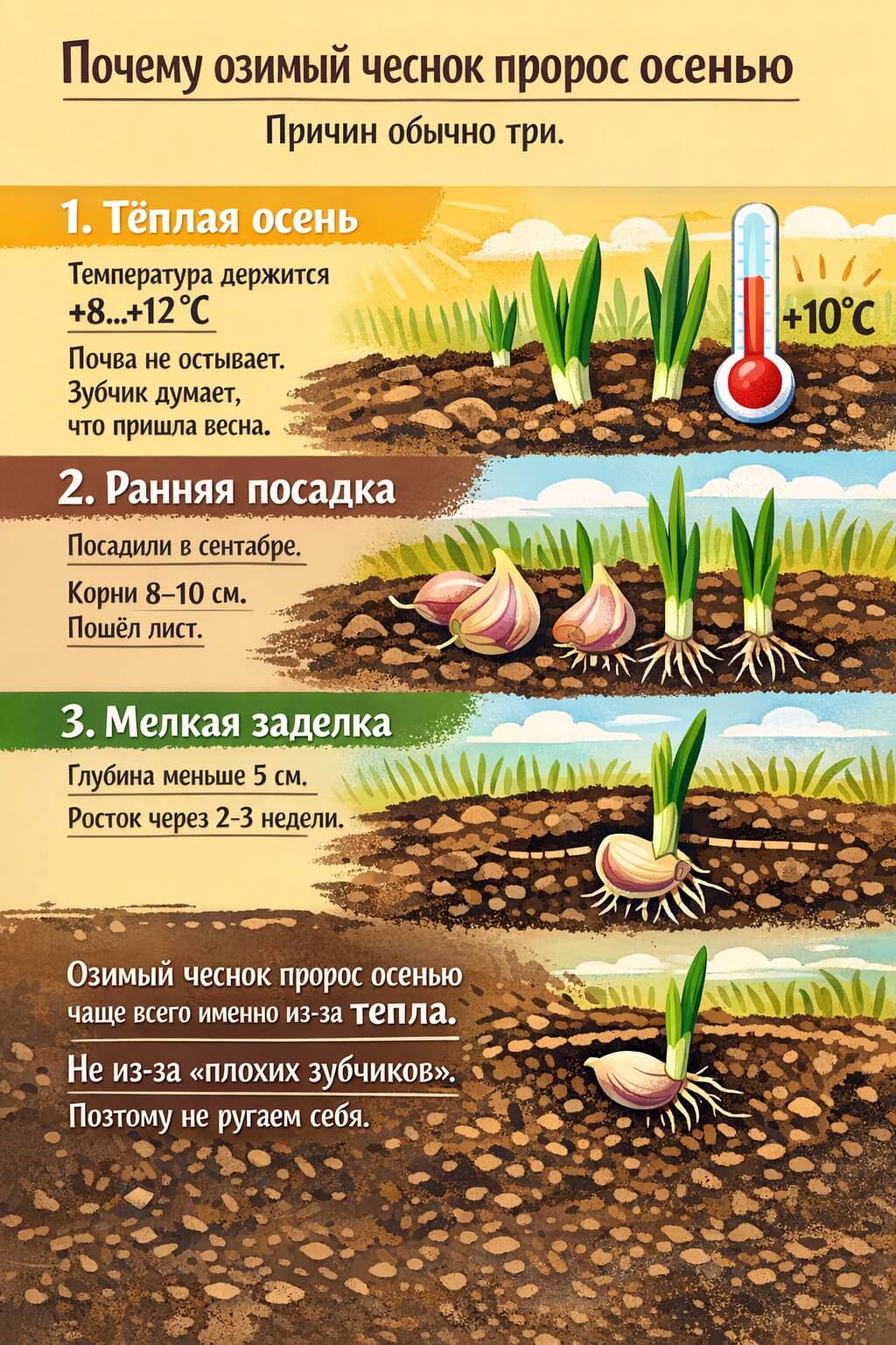Почему озимый чеснок пророс осенью