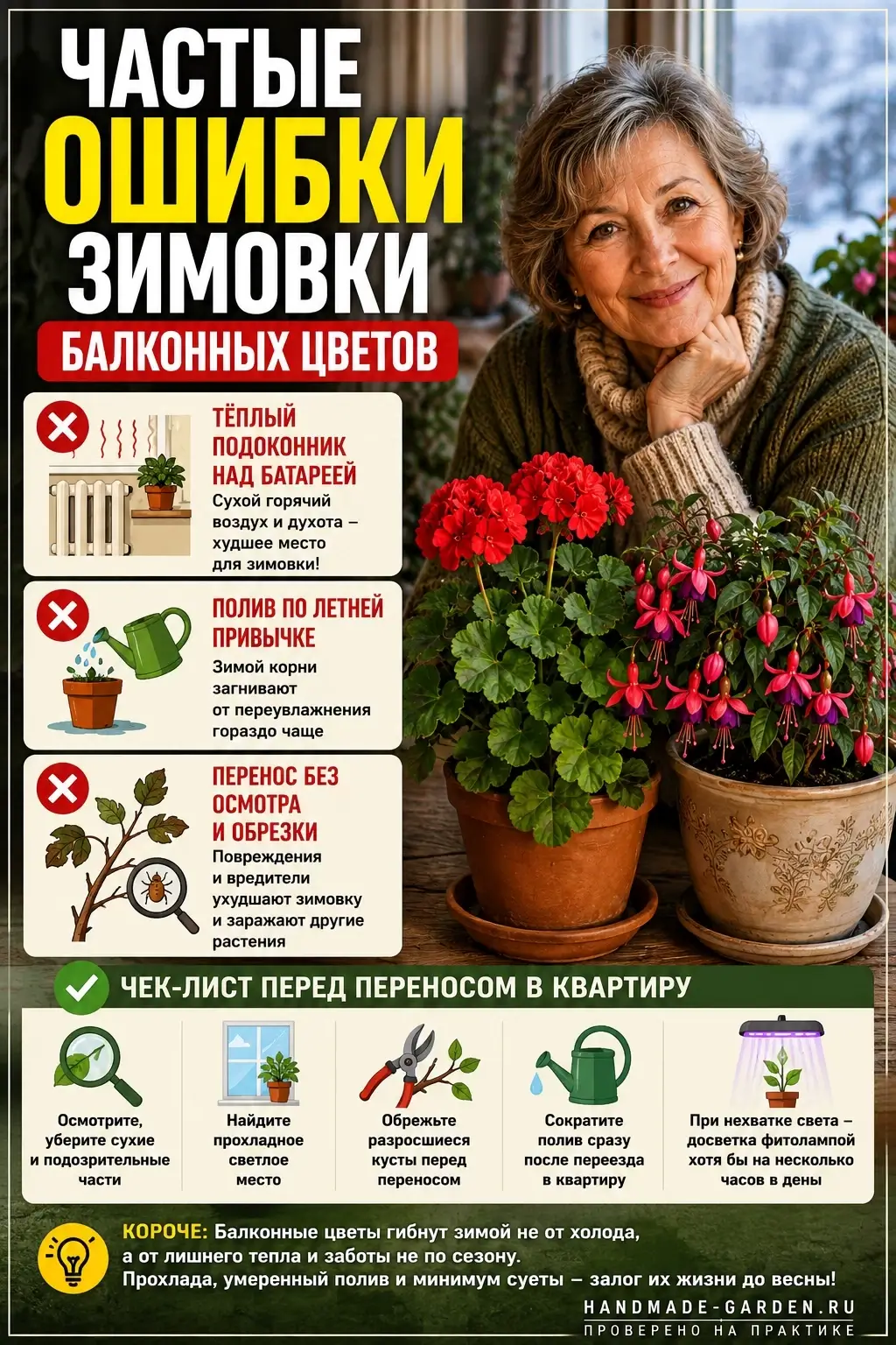 Частые ошибки зимовки балконных цветов