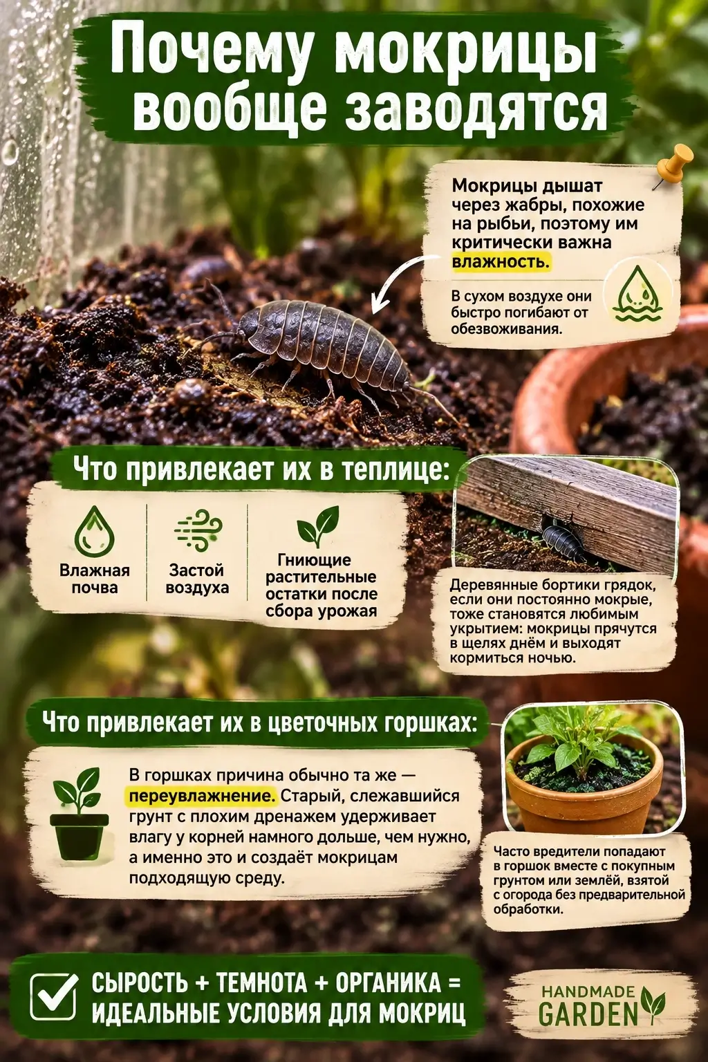 Почему заводятся мокрицы