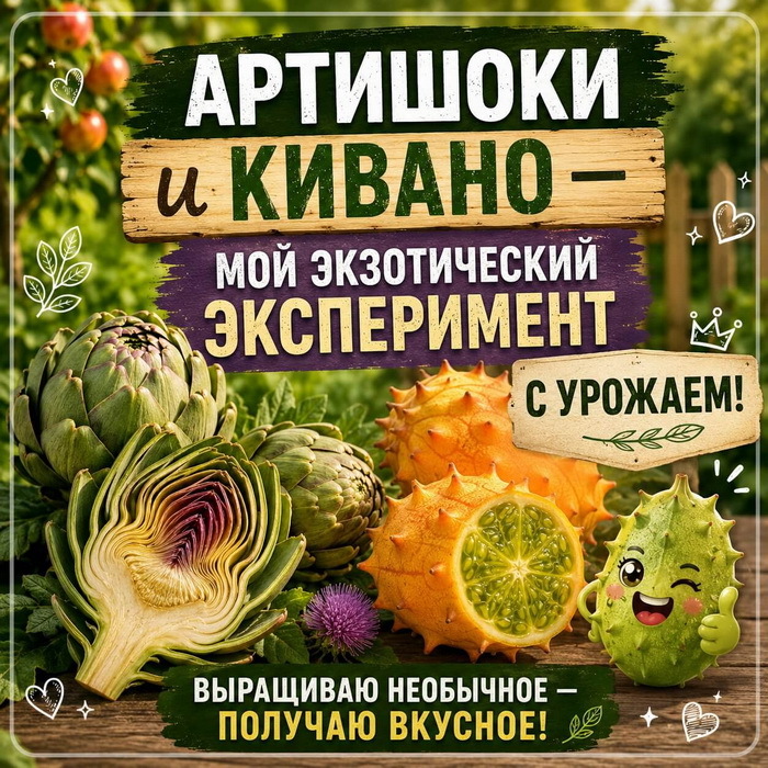 артишоки и кивано на даче