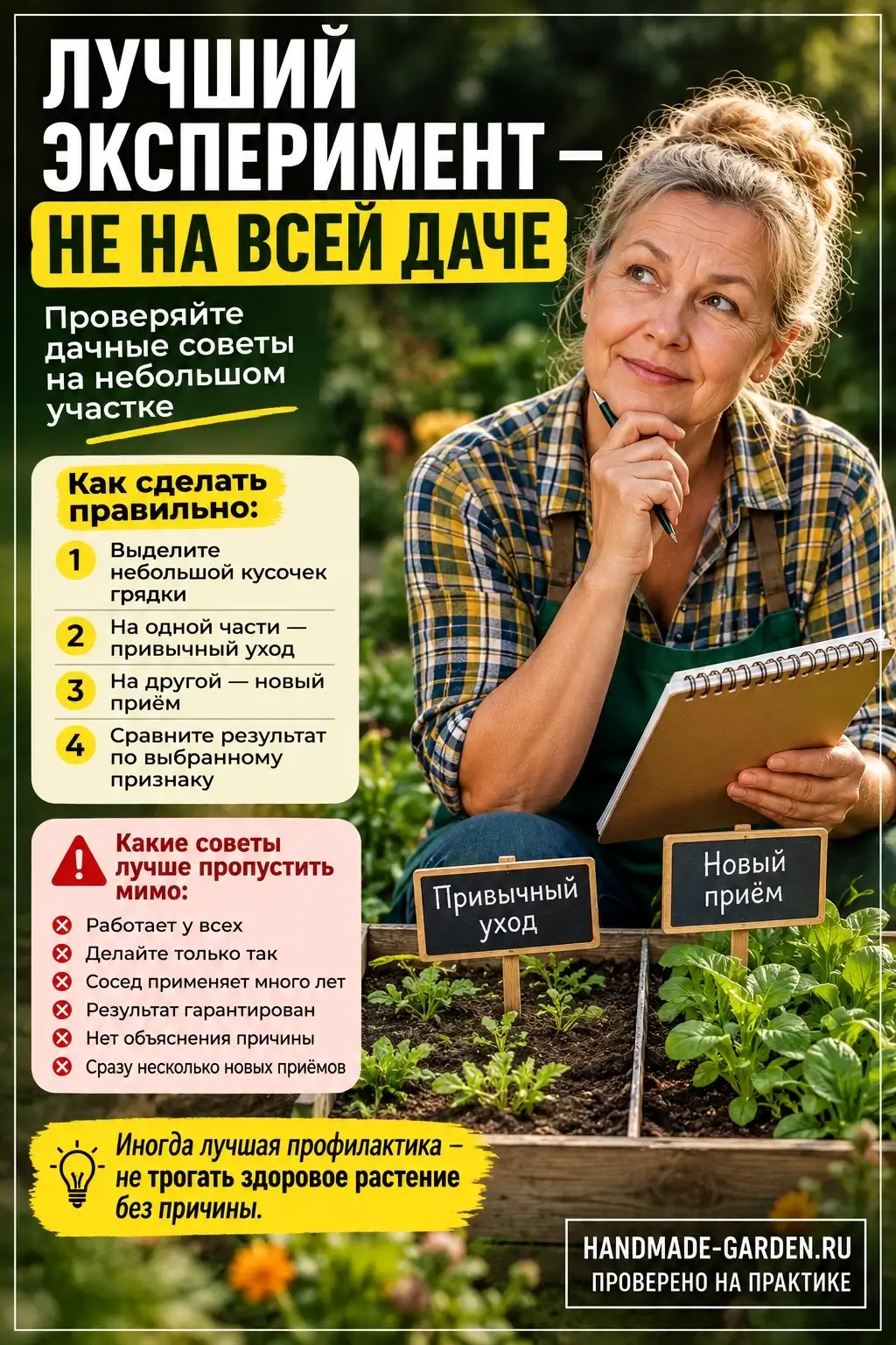 Если совет кажется интересным, но вы не уверены в результате, не нужно сразу переделывать весь участок.