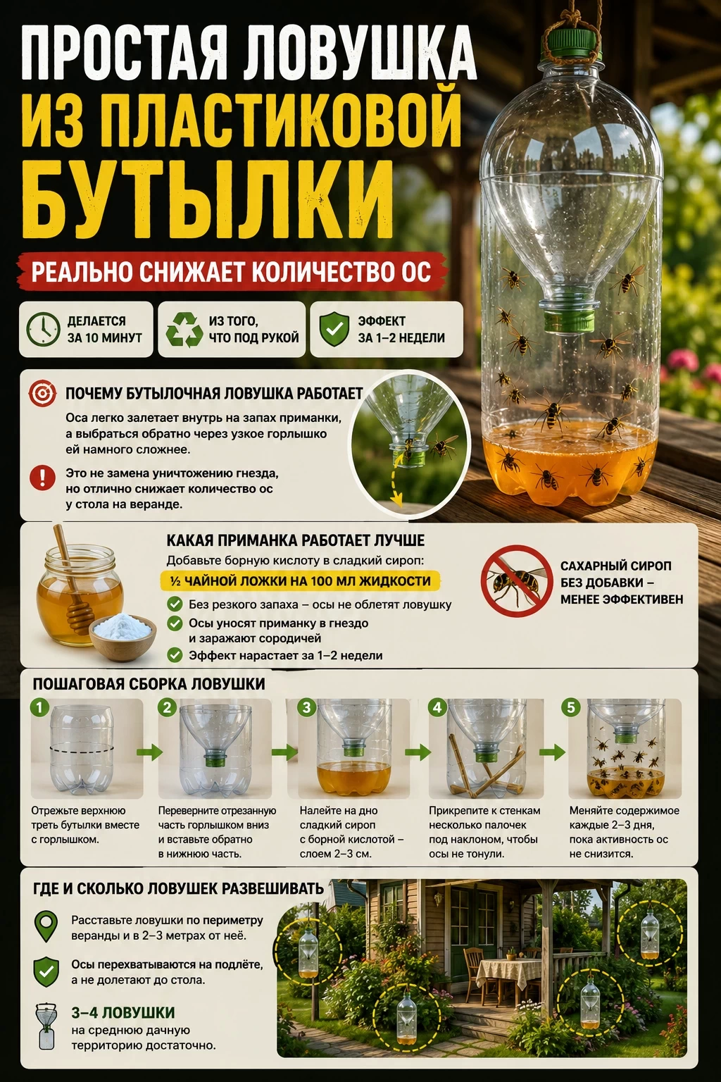 ловушка ос из пластиковой бутылки