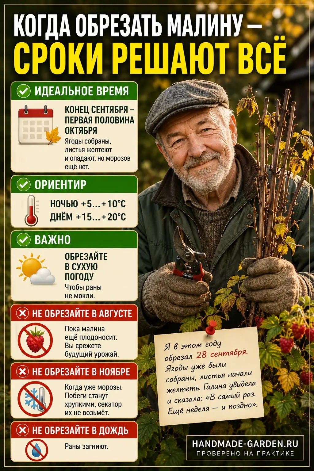 Сроки обрезки малины осенью