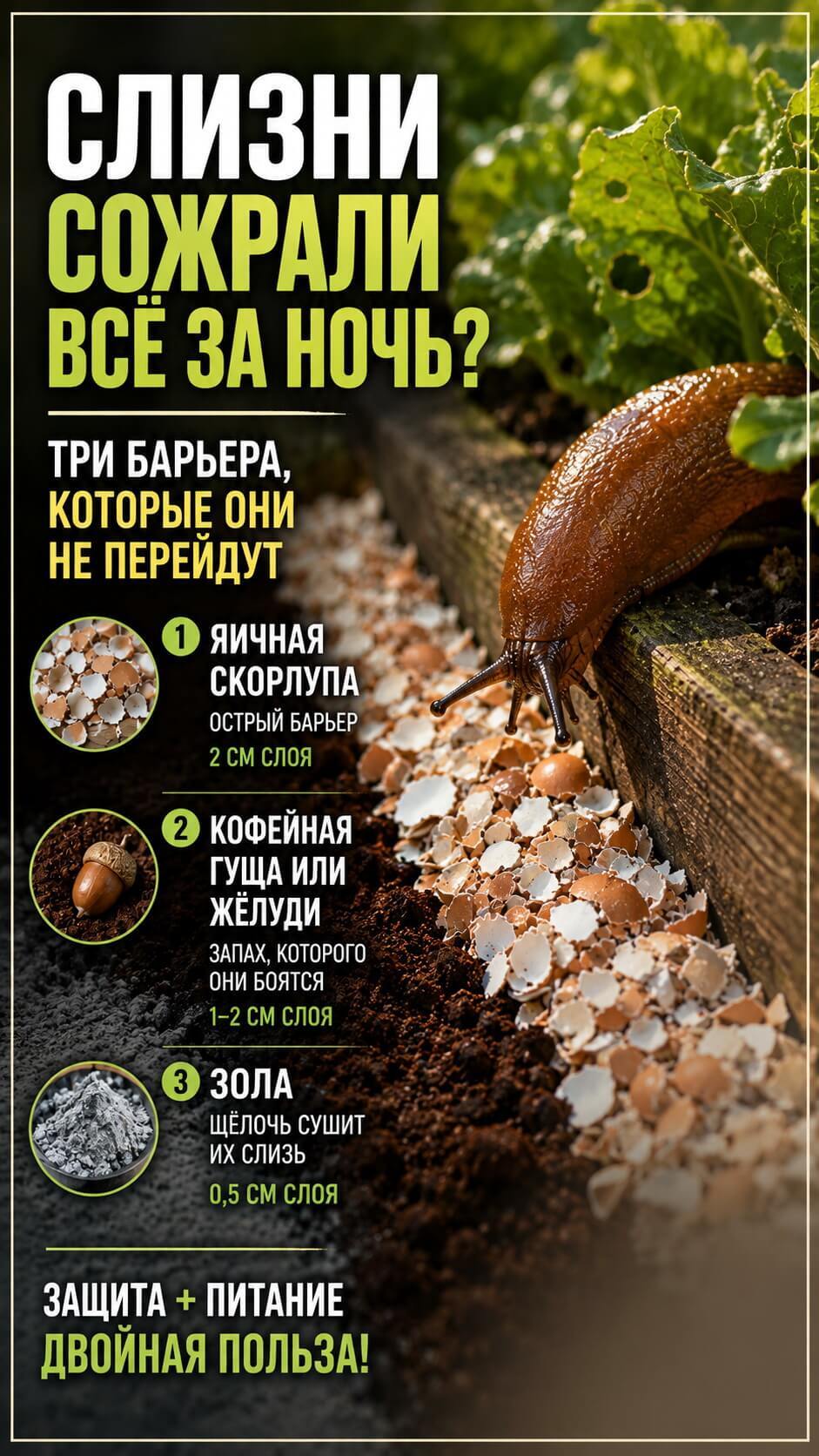Я установила три барьера и забыла о слизнях