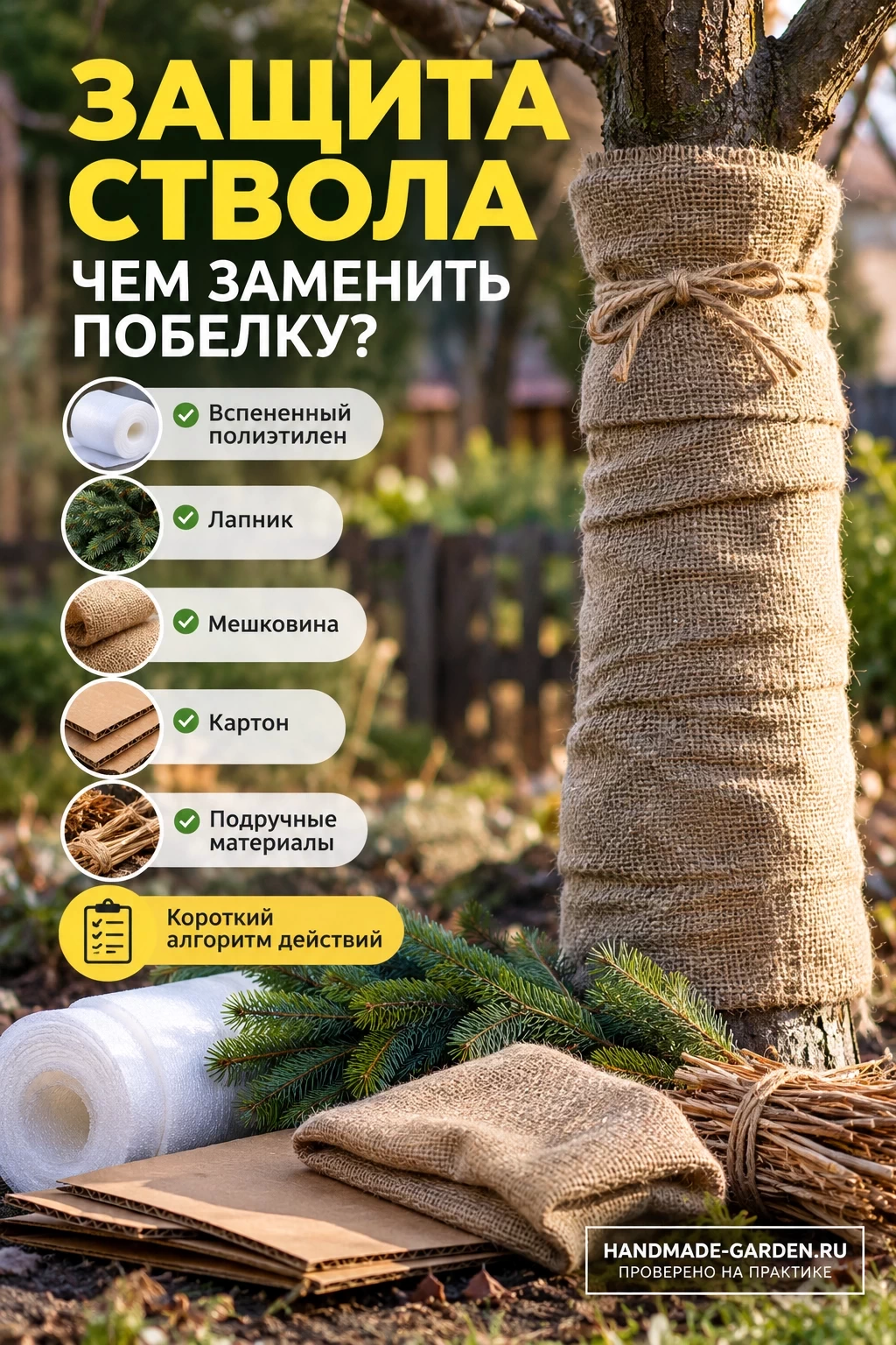 Чем заменить осеннюю побелку деревьев