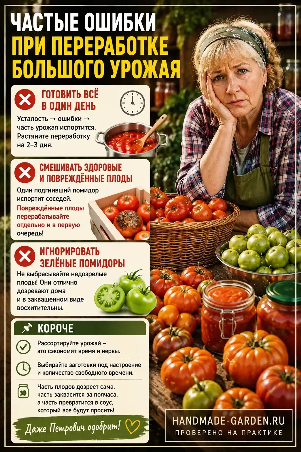 Частые ошибки при переработке большого урожая
