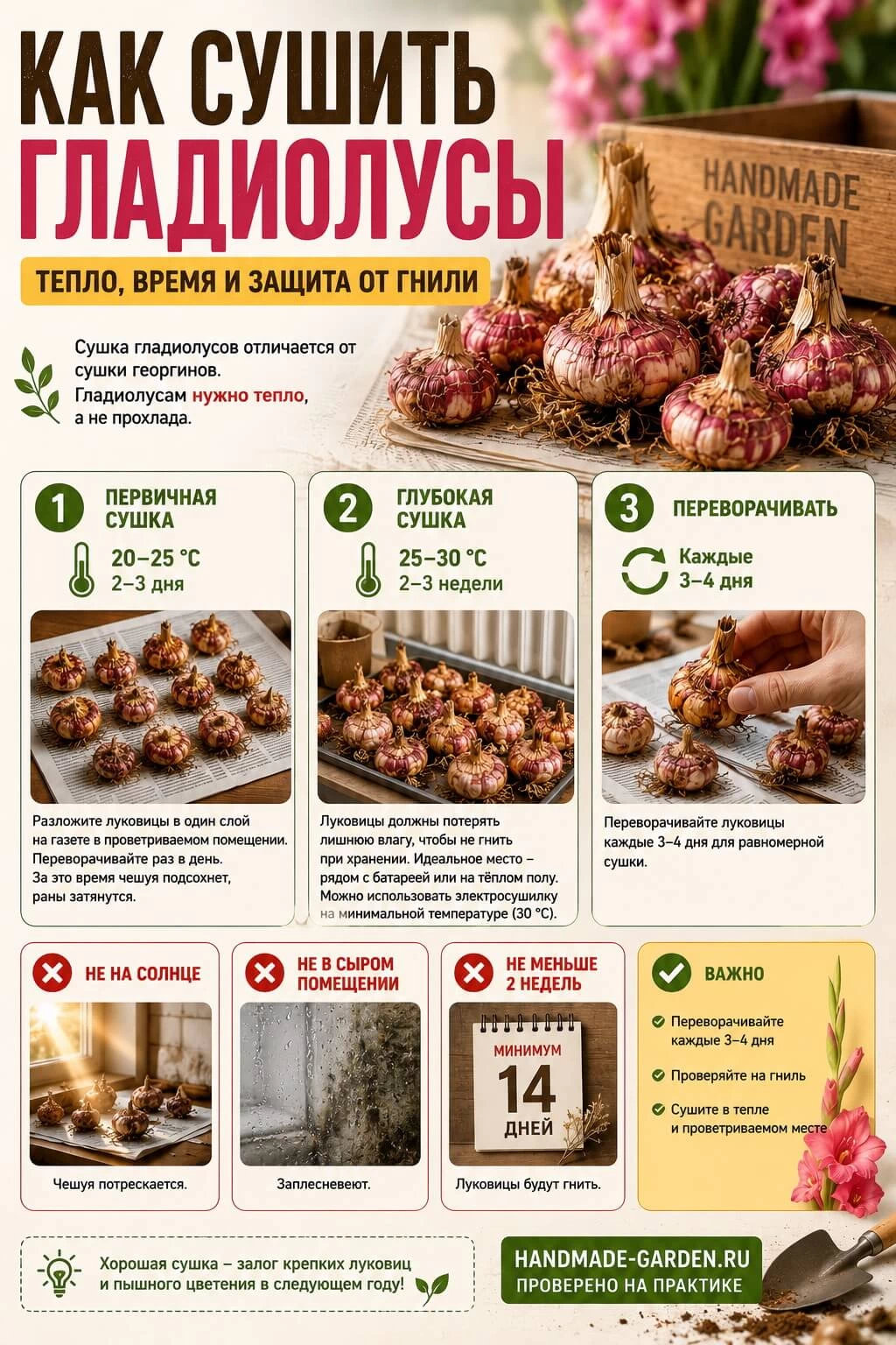 Как сушить луковицы гладиолусов