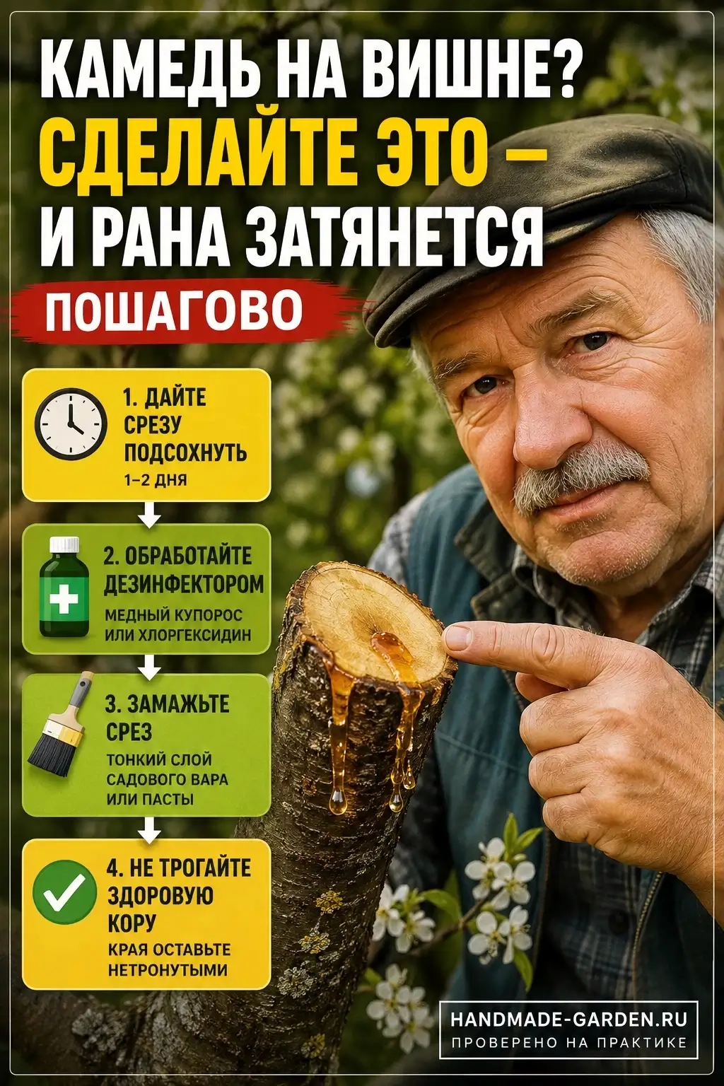 Камедетечение &mdash; реакция дерева на открытую рану.