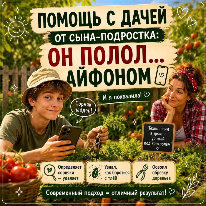 Помощь с дачей от сына-подростка
