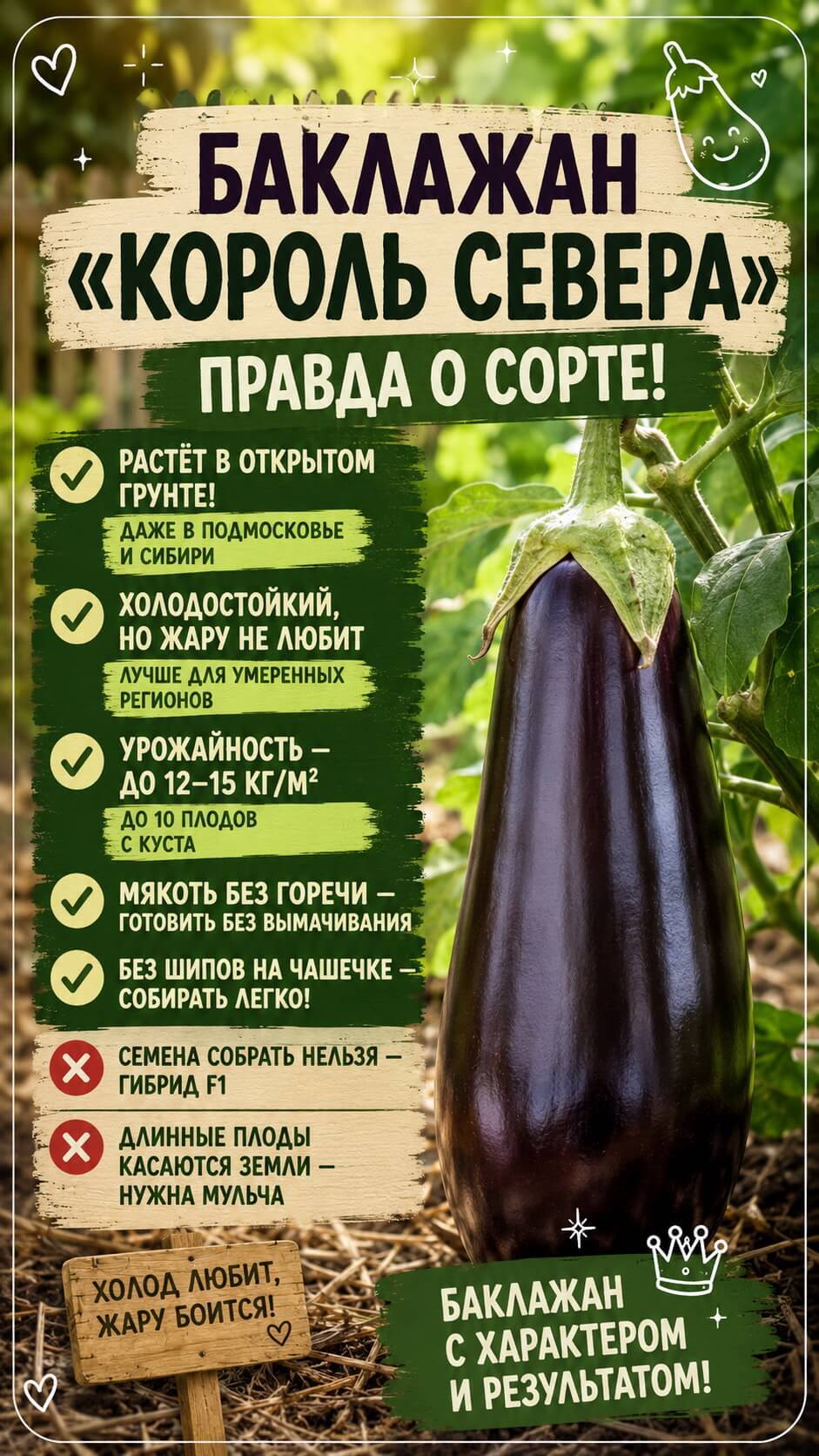Баклажан &laquo;Король Севера&raquo;: 12&ndash;15 кг с квадратного метра в открытом грунте