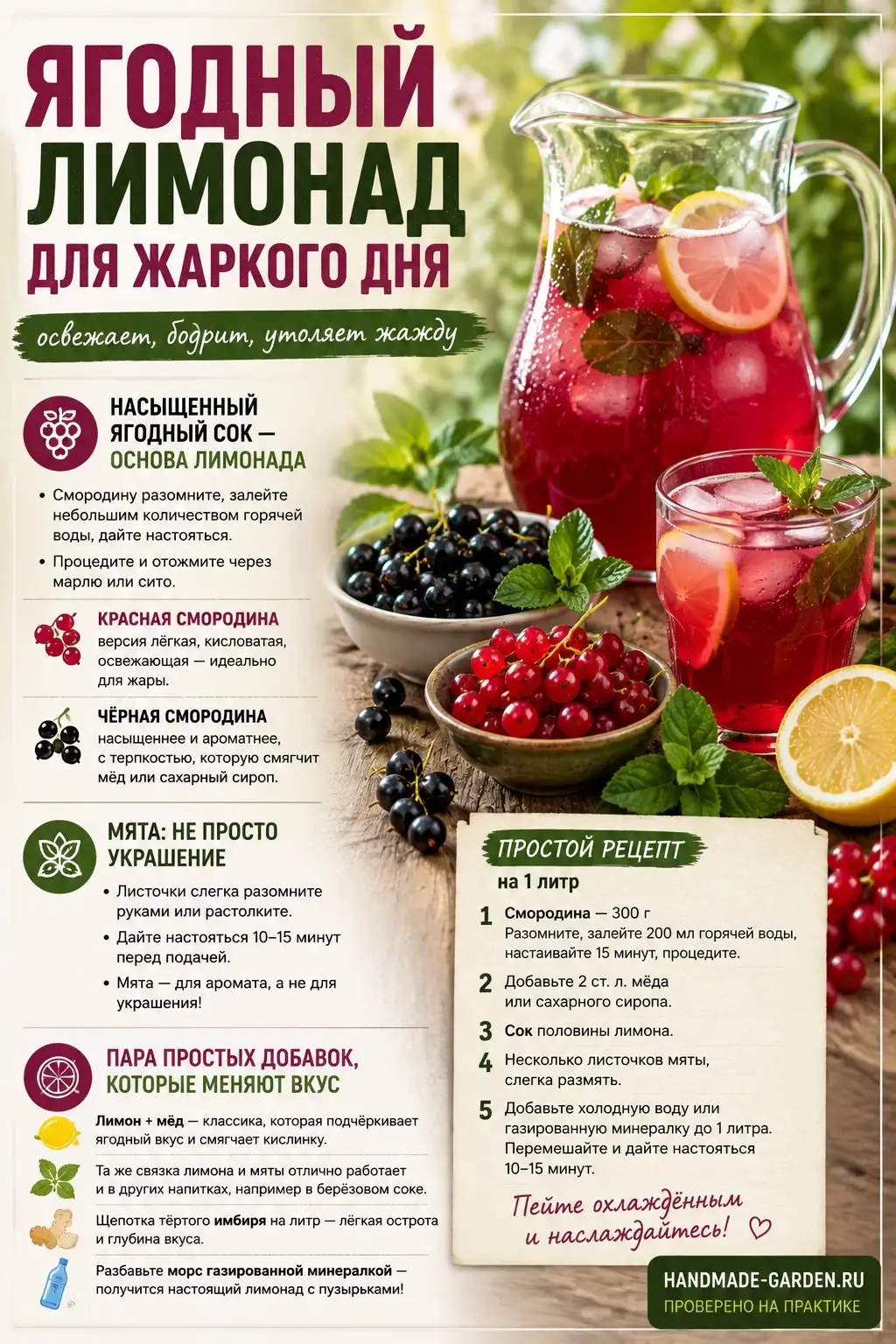 Лимонад прямо из сада: что получится из смородины, мяты