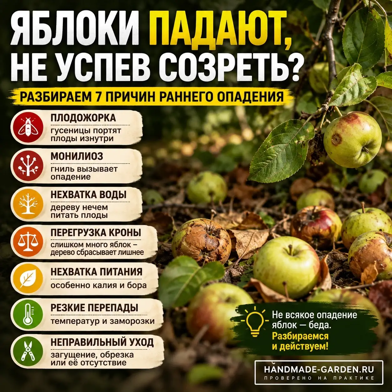 Почему яблоки опадают раньше срока: 7 причин, которые нельзя игнорировать