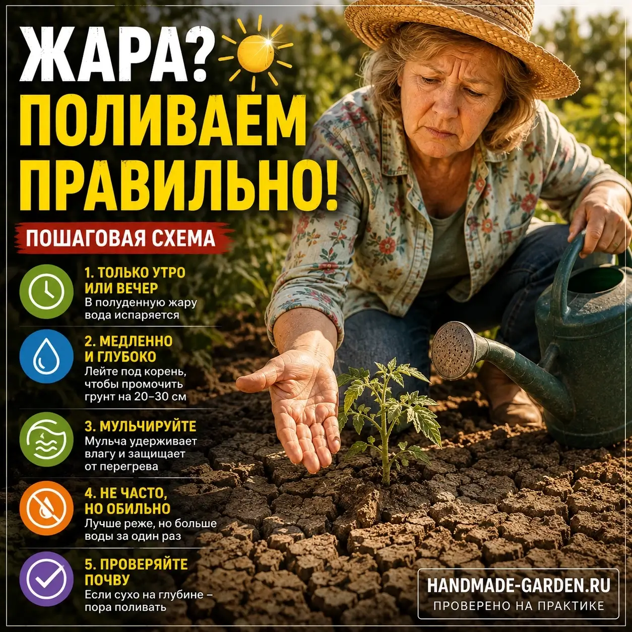 Жара, сухая корка на грядке и вопрос &laquo;как теперь поливать&raquo; &mdash; разбираем по шагам