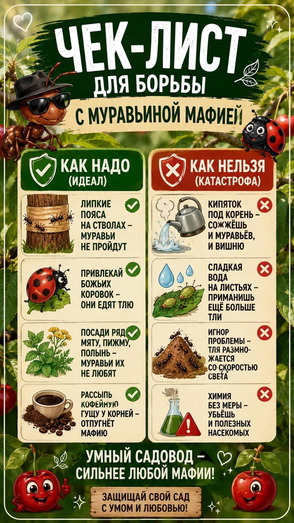 Как спасти вишню от тли и муравьёв