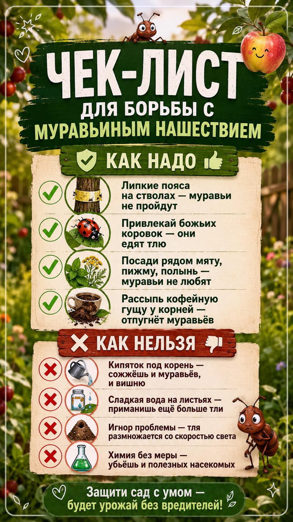 Чек лист Как боротся с тлей и муравьями