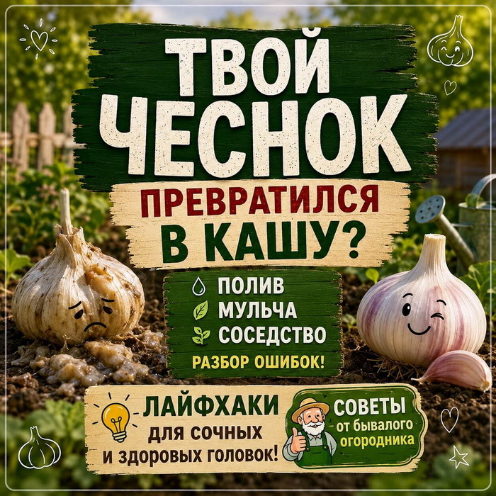 Твой чеснок превратился в кашу? Разбираем ошибки полива, мульчи и соседства