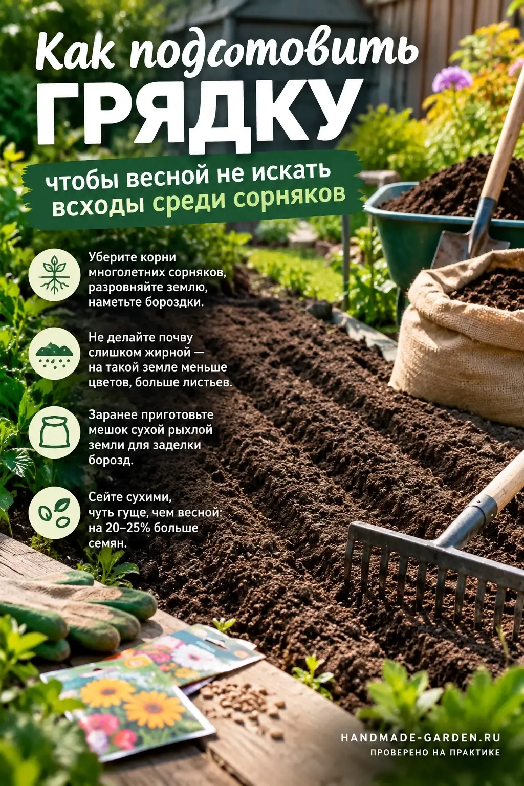 Подготовка грядки для подзимнего посева цветов