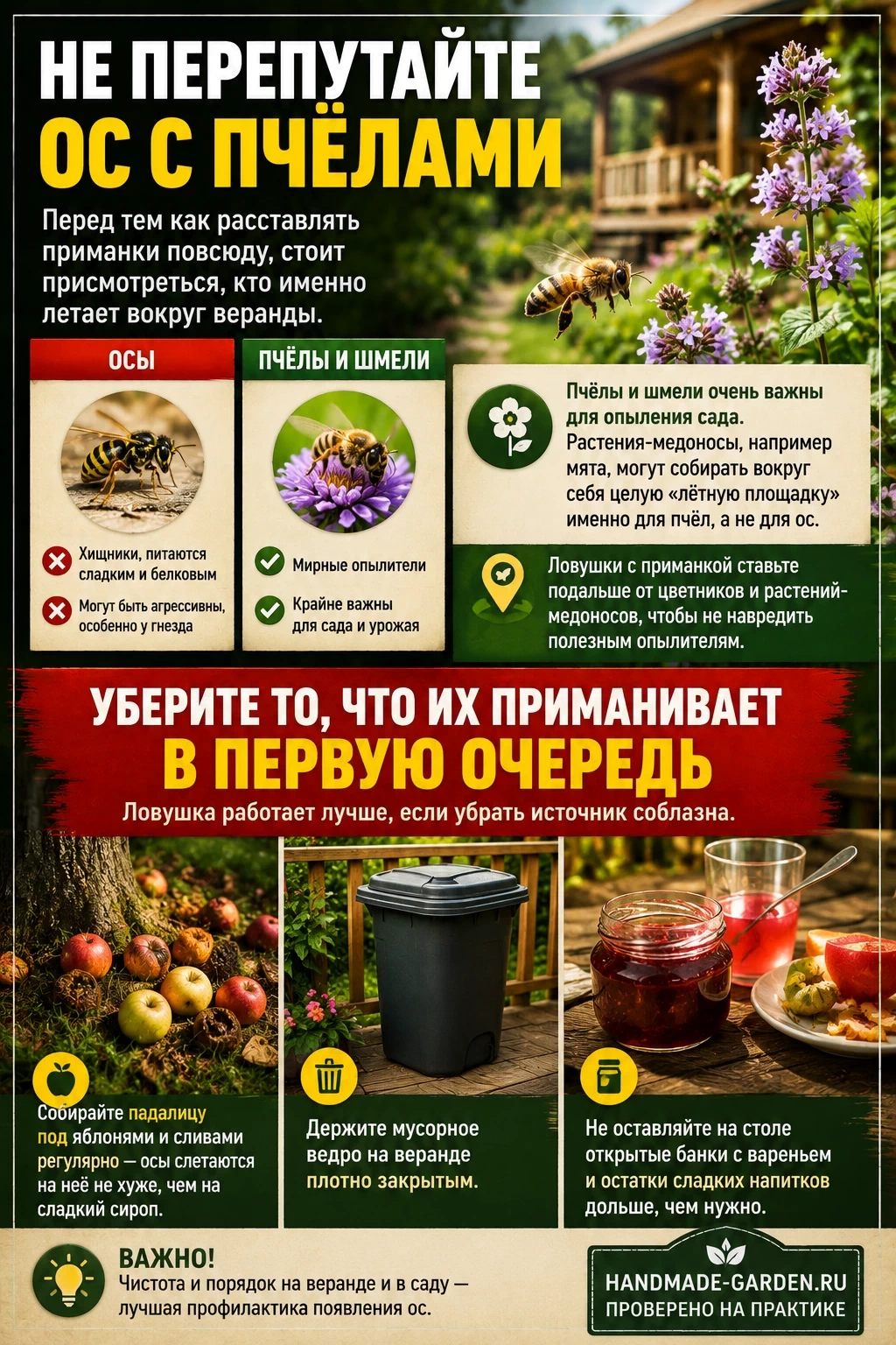 Не перепутайте ос с пчёлами