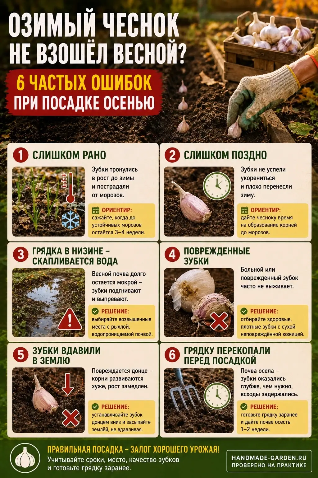 все Ошибки подзимней посадки чеснока