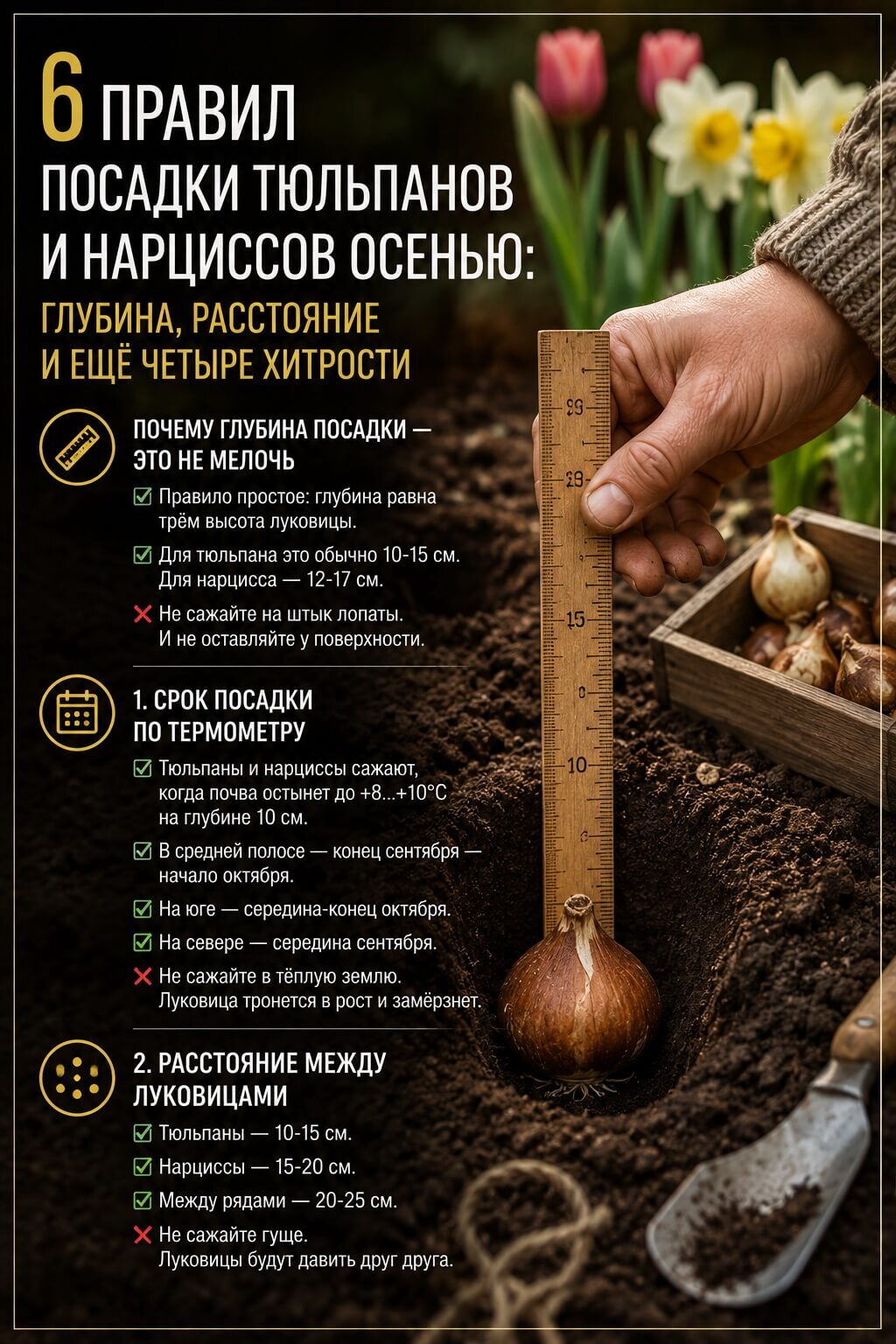6 правил посадки тюльпанов и нарциссов осенью