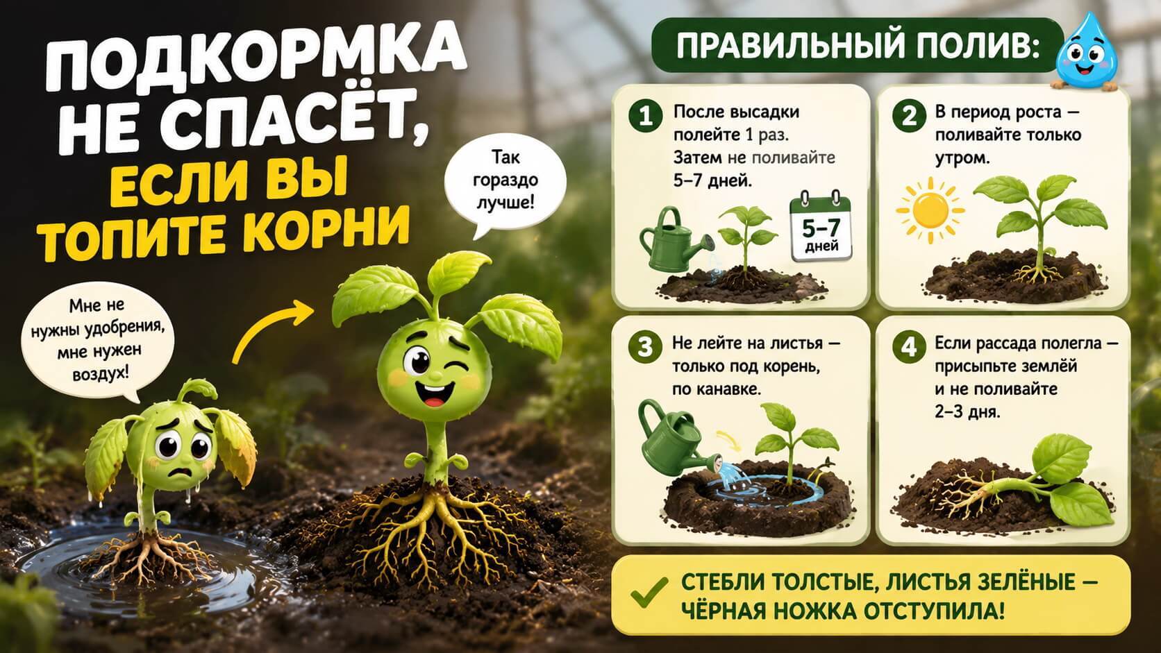 Подкормка не спасёт, если вы топите корни