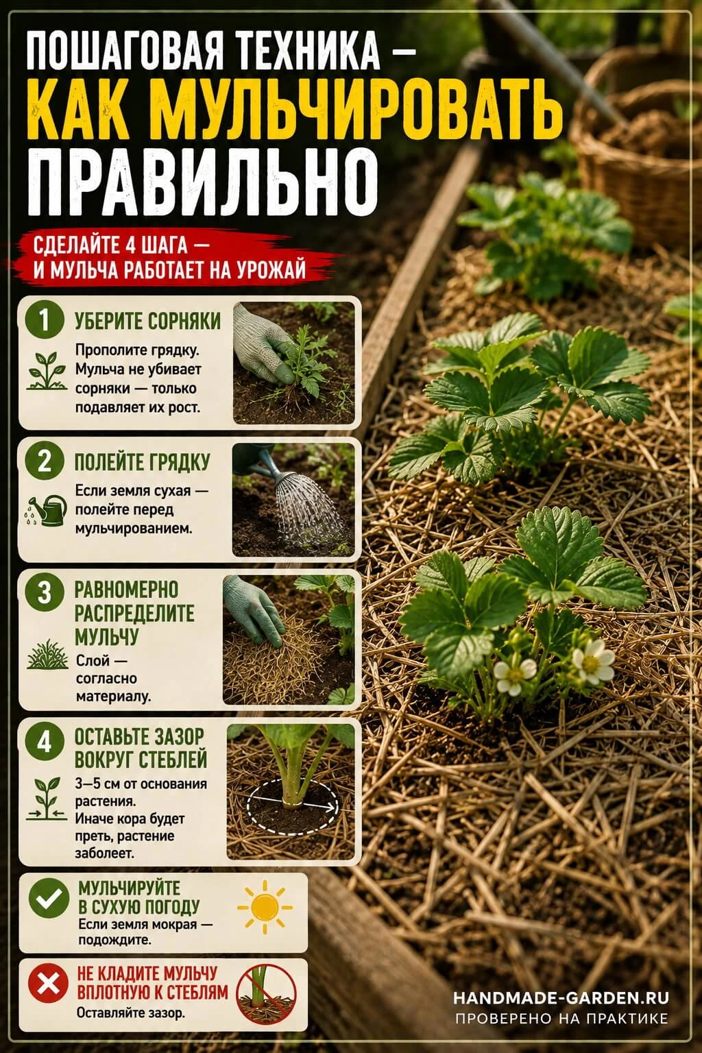 Пошаговая техника — как мульчировать правильно