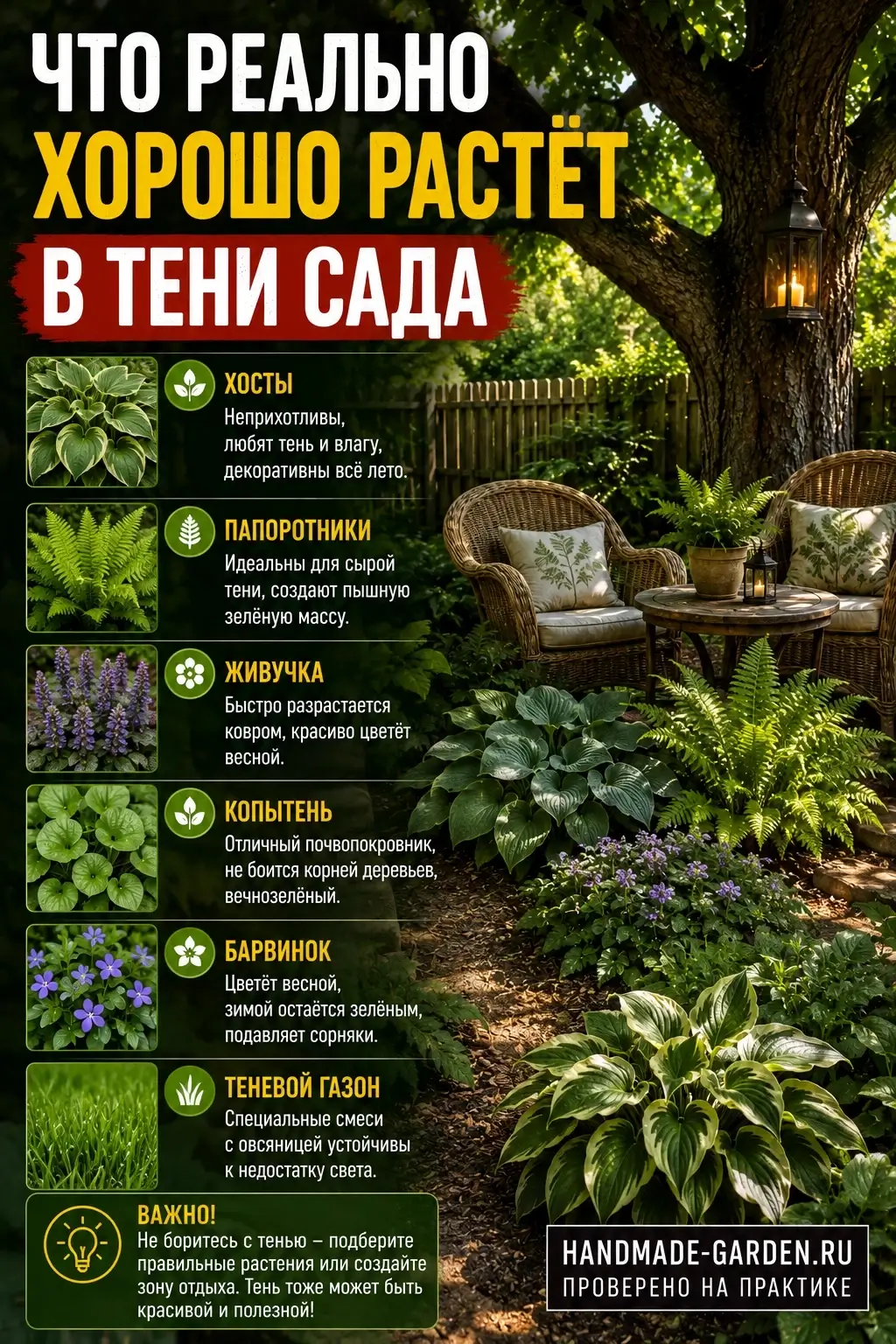 Посадки в тени под деревом