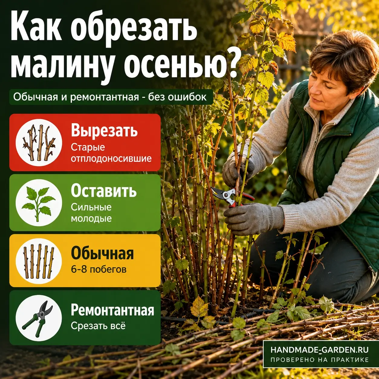 Чем отличается осенняя обрезка обычной малины от ремонтантной? Пошаговая инструкция