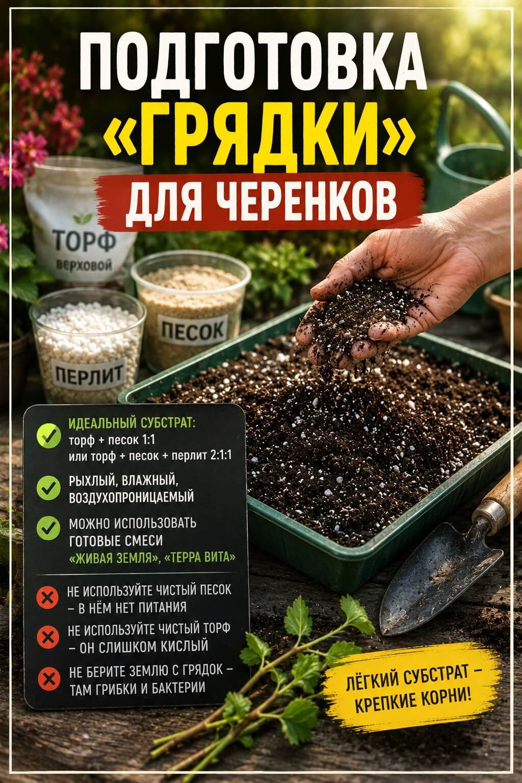Подготовка &laquo;грядки&raquo; для черенков
