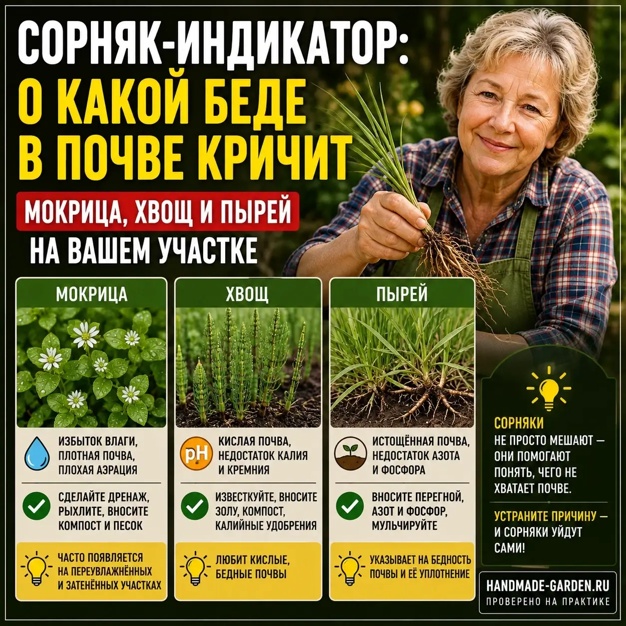 как читать мокрицу, хвощ и пырей как индикаторы почвы
