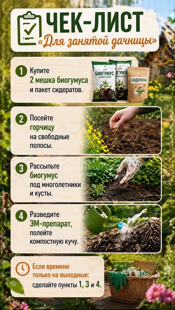 Чек-лист &laquo;Для занятой дачницы&raquo;