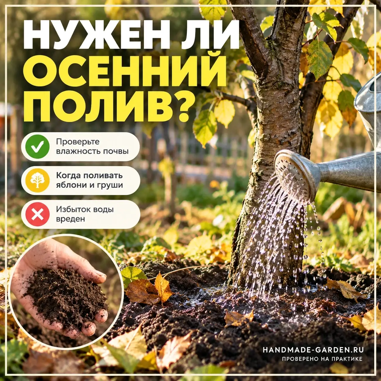 Поливать ли яблони и груши осенью? Сначала проверьте землю