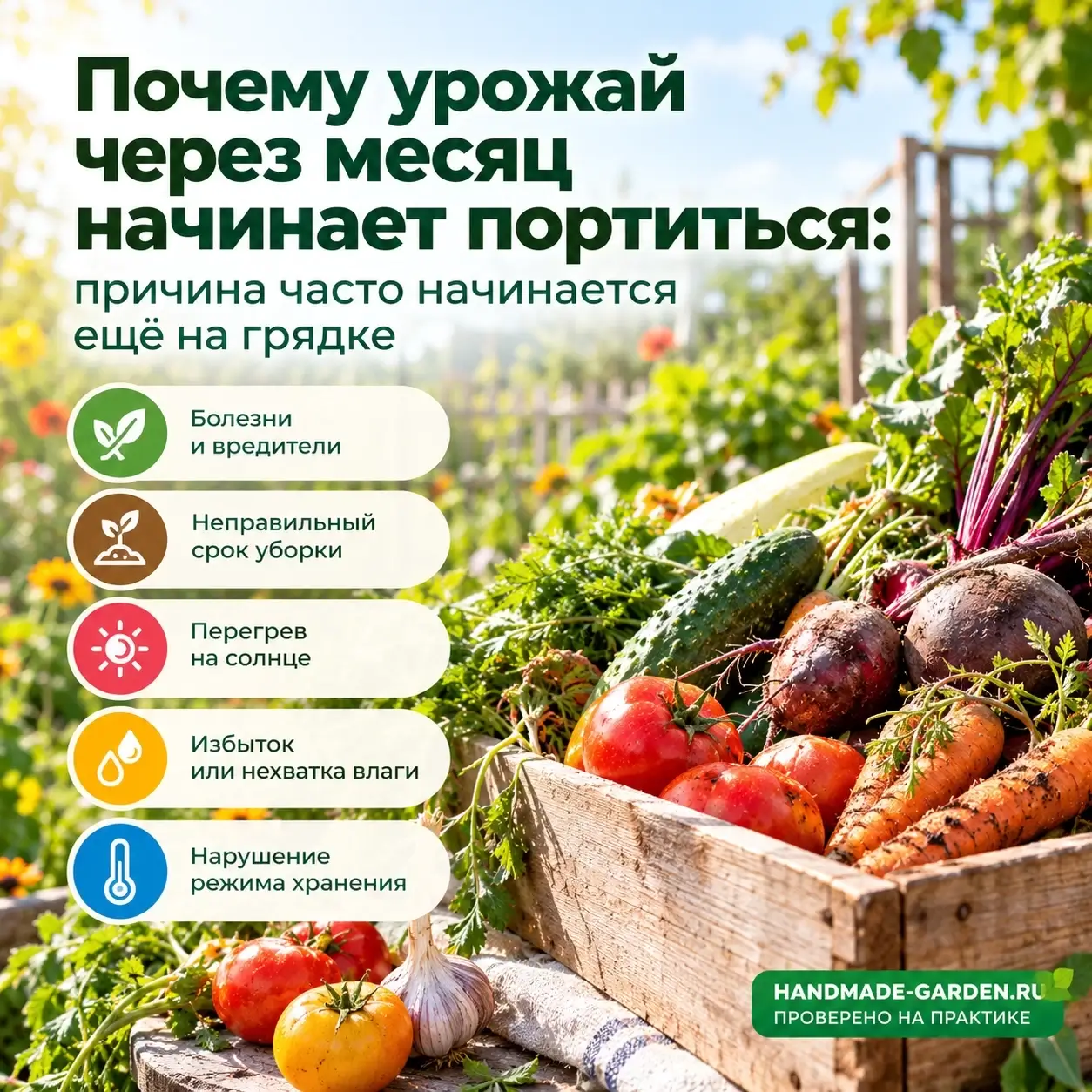 Почему урожай через месяц начинает портиться: причина часто начинается ещё на грядке