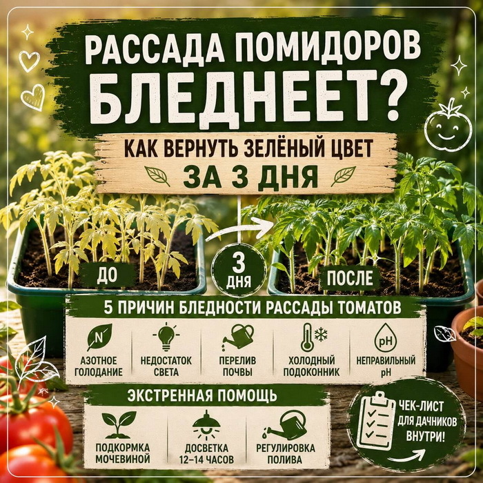 Рассада помидоров бледнеет