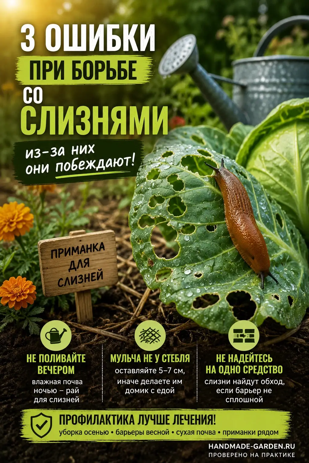 Частые ошибки при борьбе со слизнями