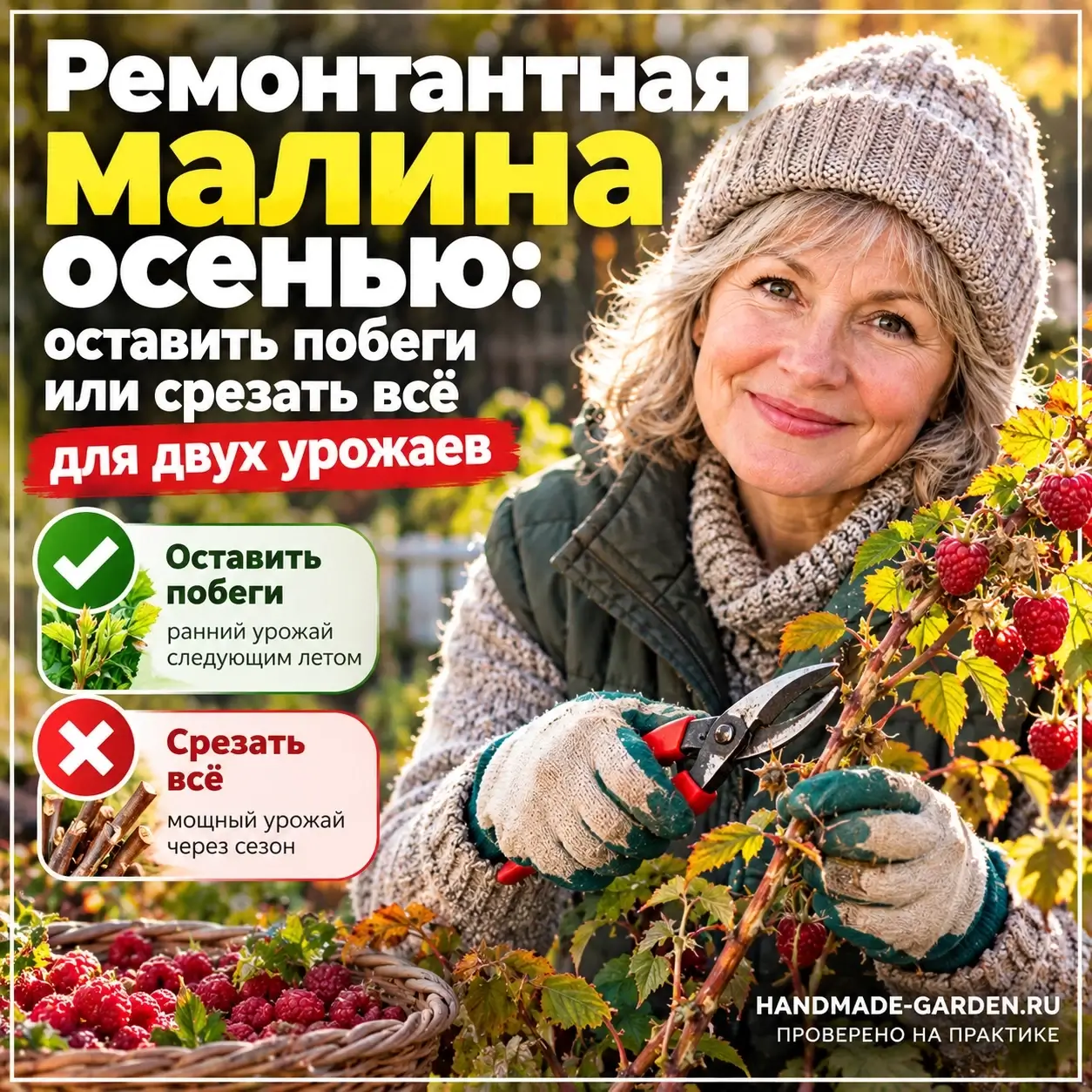 Ремонтантная малина осенью: оставить побеги или срезать всё для двух урожаев