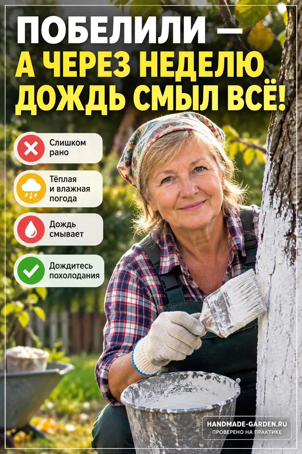 Побелка деревьев осенью