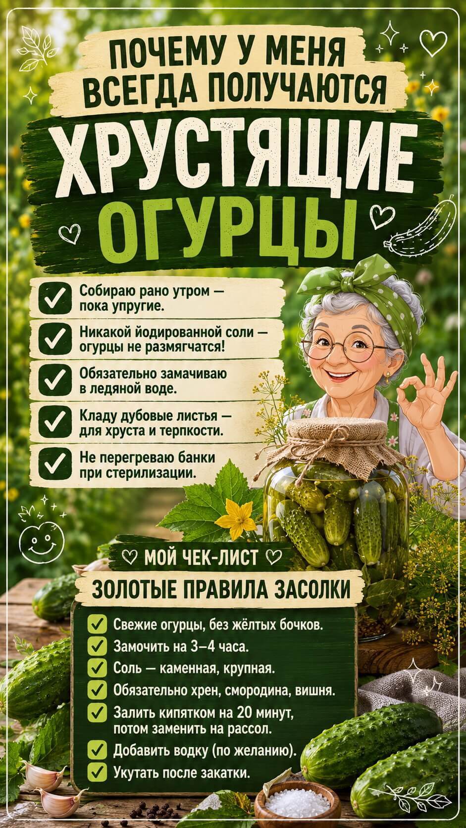 Почему у меня всегда получаются хрустящие огурцы