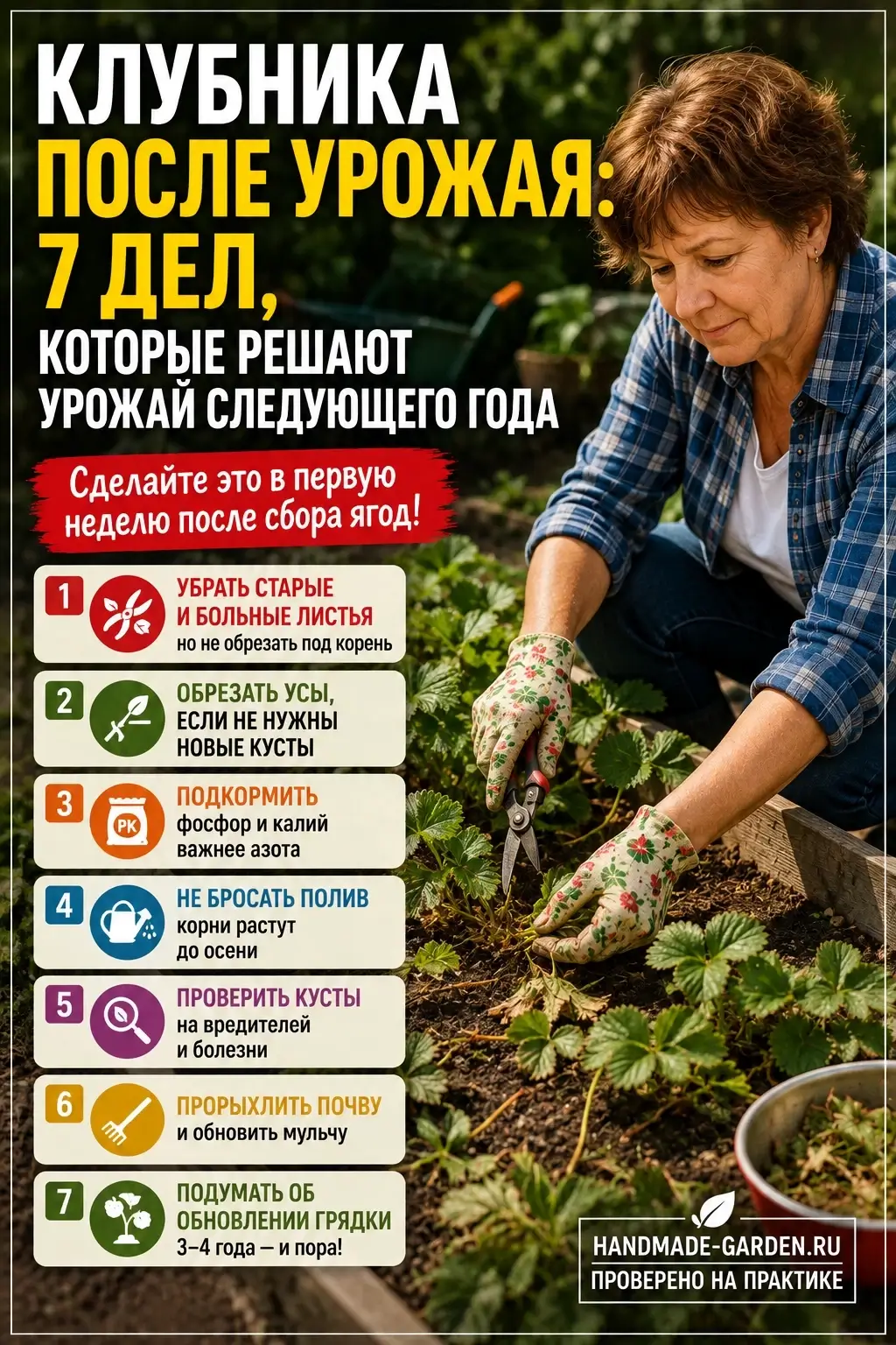 работы с клубникой после плодоношения