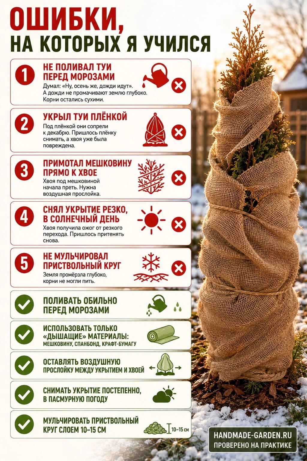 Ошибки укрытия туи