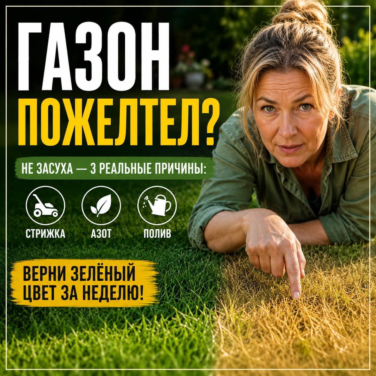 Как вернуть газону зелёный цвет за неделю