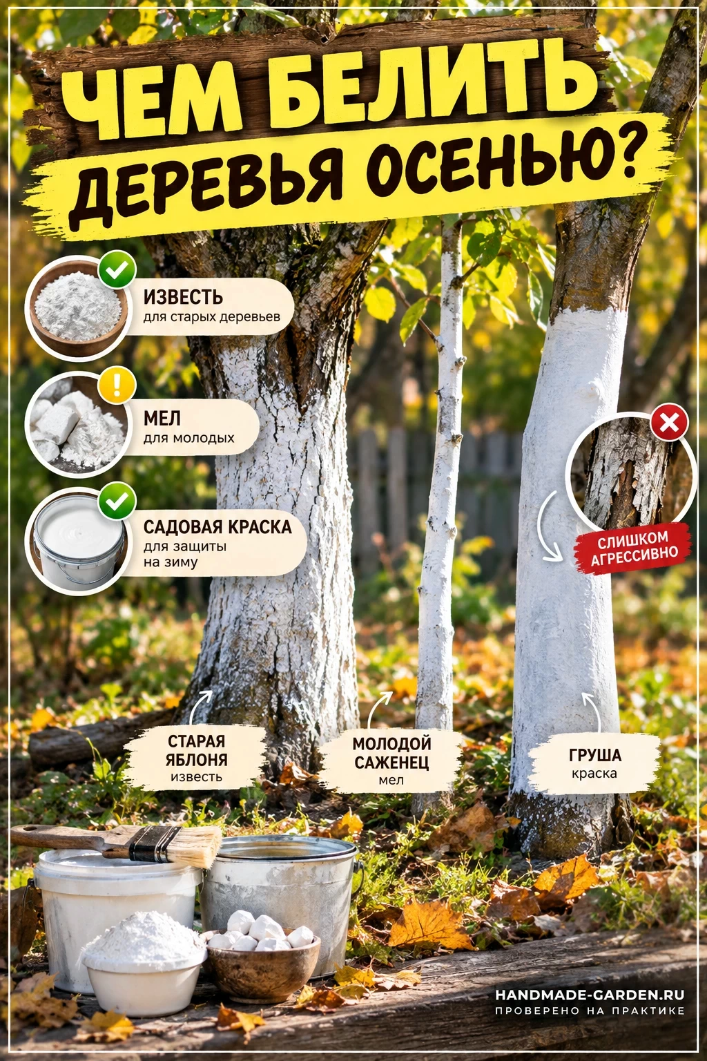 Чем белить деревья осенью