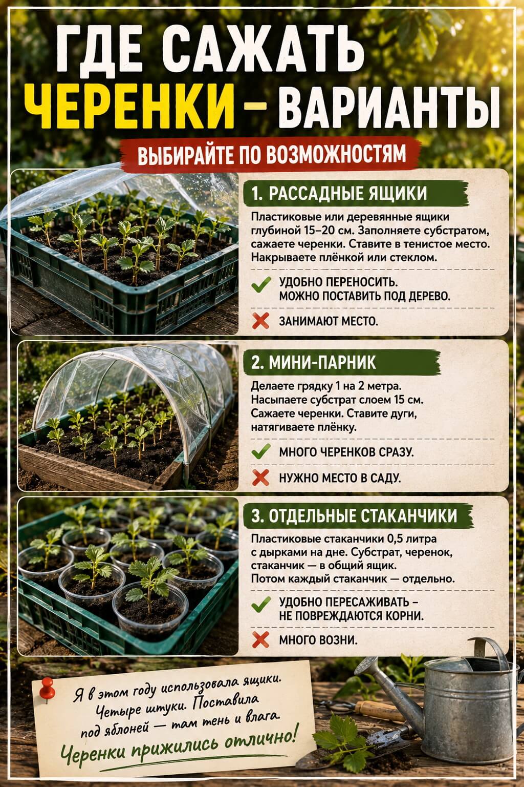 Посадка черенков