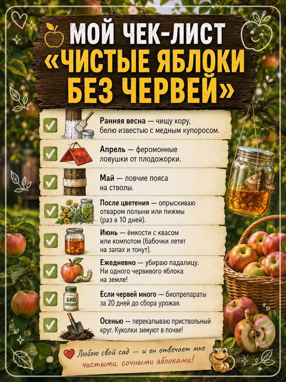 Мой чек-лист &laquo;Чистые яблоки без червей&raquo;