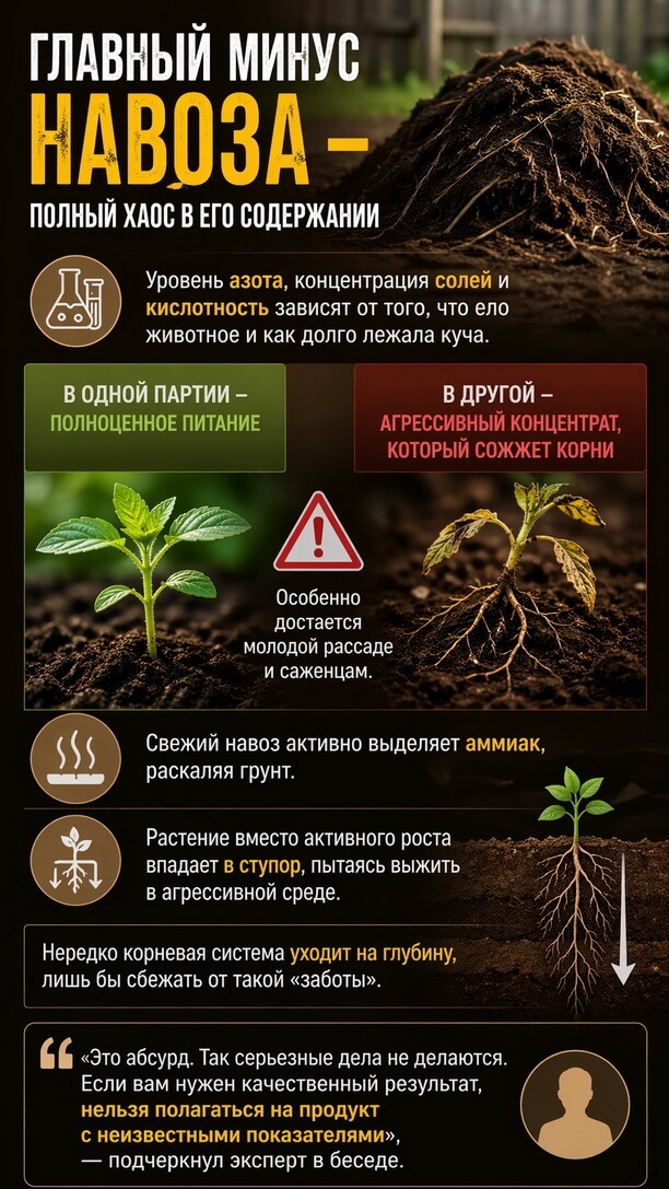 Химический ожог и нестабильность состава навоза